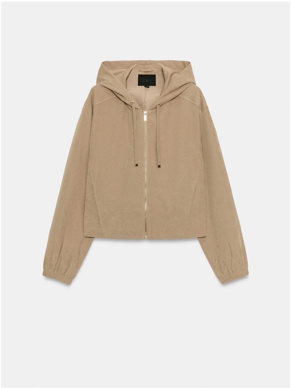 Zara Taupe Hooded Zip Jacket
